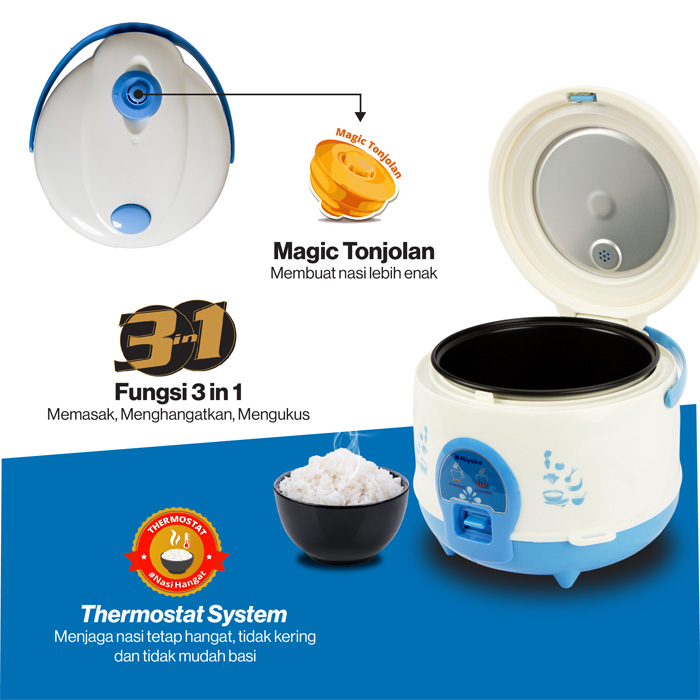 Miyako Rice Cooker 3in1 Magic Com 1.2 Liter 300 Watt Minimalis MCM512C / MCM-512C